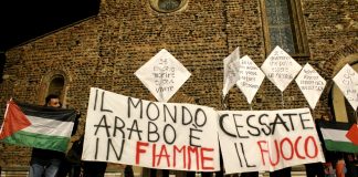 Nott de Bisò a Faenza manifestazione pacifista contro il conflitto israelo-palestinese di ‘Spazi Mirabal’